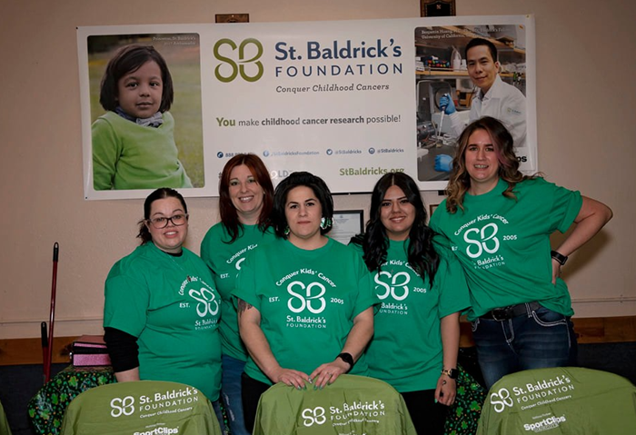 Aura Salon stylists were on hand to shave the heads of those participating in the St. Baldrick's Head Shaving Event held at the VFW in Pueblo West, CO.